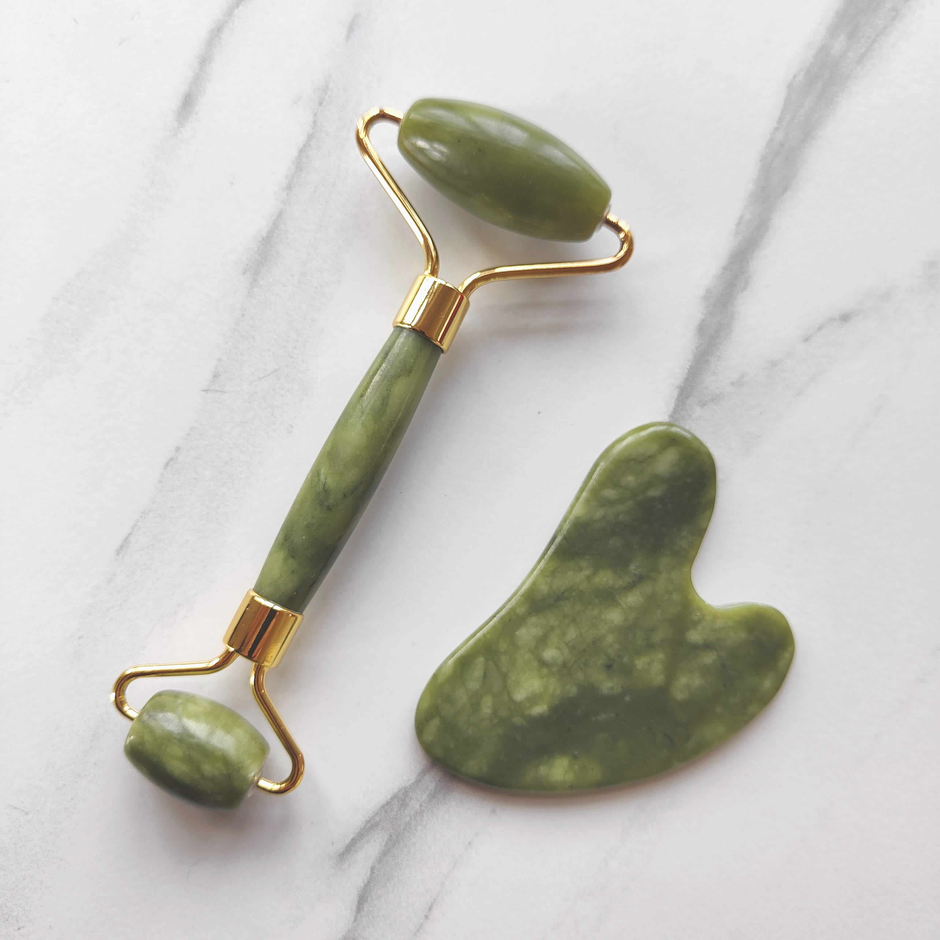 2 piece set - Jade Roller and Gua Sha Gift set - Jade Face Roller - Facial Massager